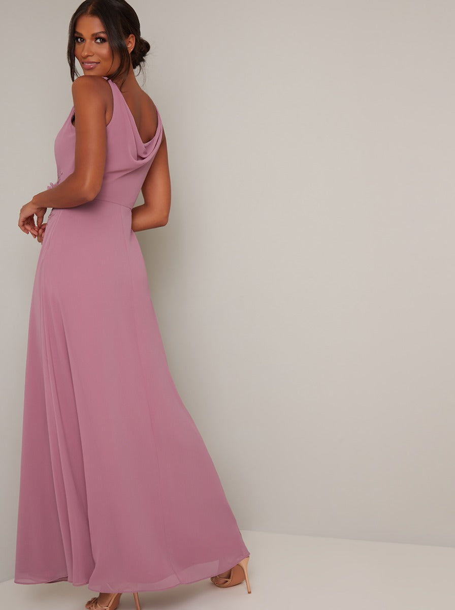 Cowl Neck Lace Detail Maxi Dress in ...